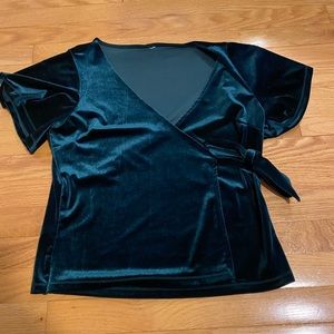 Velvet green wrap top - small
